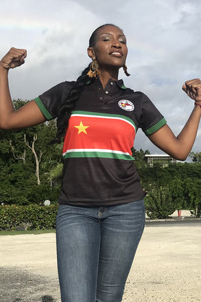 Polo Guadeloupe Femme Drapeau Noir