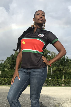 Polo Guadeloupe Femme Drapeau Noir
