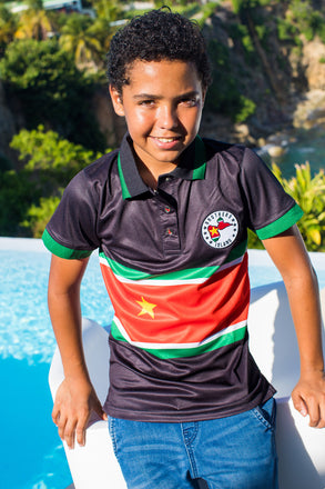 Polo Guadeloupe Enfant Drapeau Noir