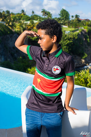 Polo Guadeloupe Enfant Drapeau Noir